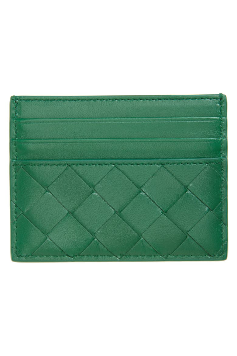 Intrecciato Leather Card Case, Alternate, color, JUNGLE-GOLD