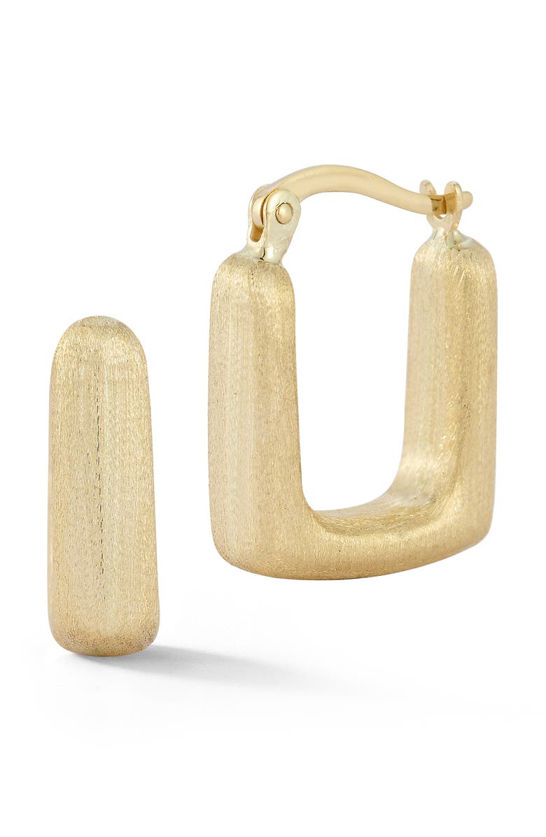 Ember Fine Jewelry 14K Gold Satin Square Hoop Earrings, Main, color, Gold