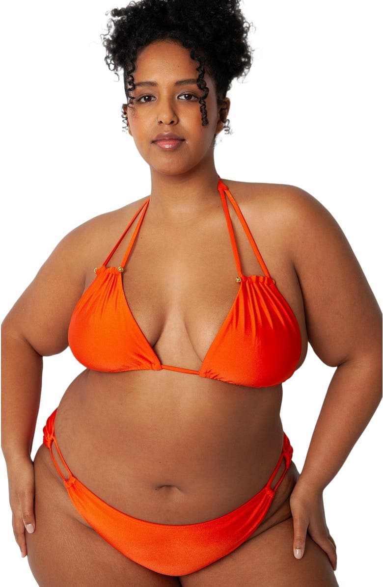 Villa Fresca Bianca Bikini Swimsuit Top, Alternate, color, Tangerine