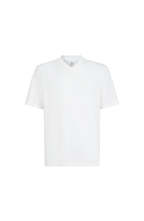 Cotton jersey V-neck T-shirt