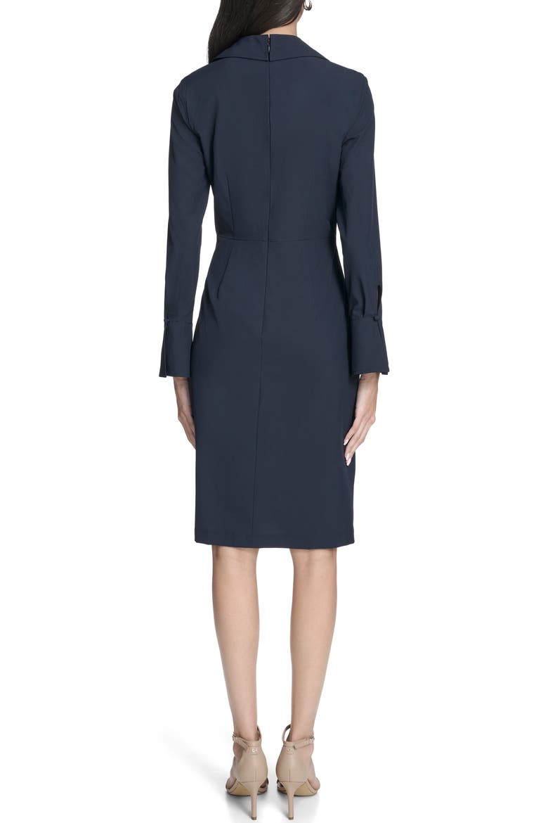 Calvin Klein Front Twist Long Sleeve Sheath Dress (Women)