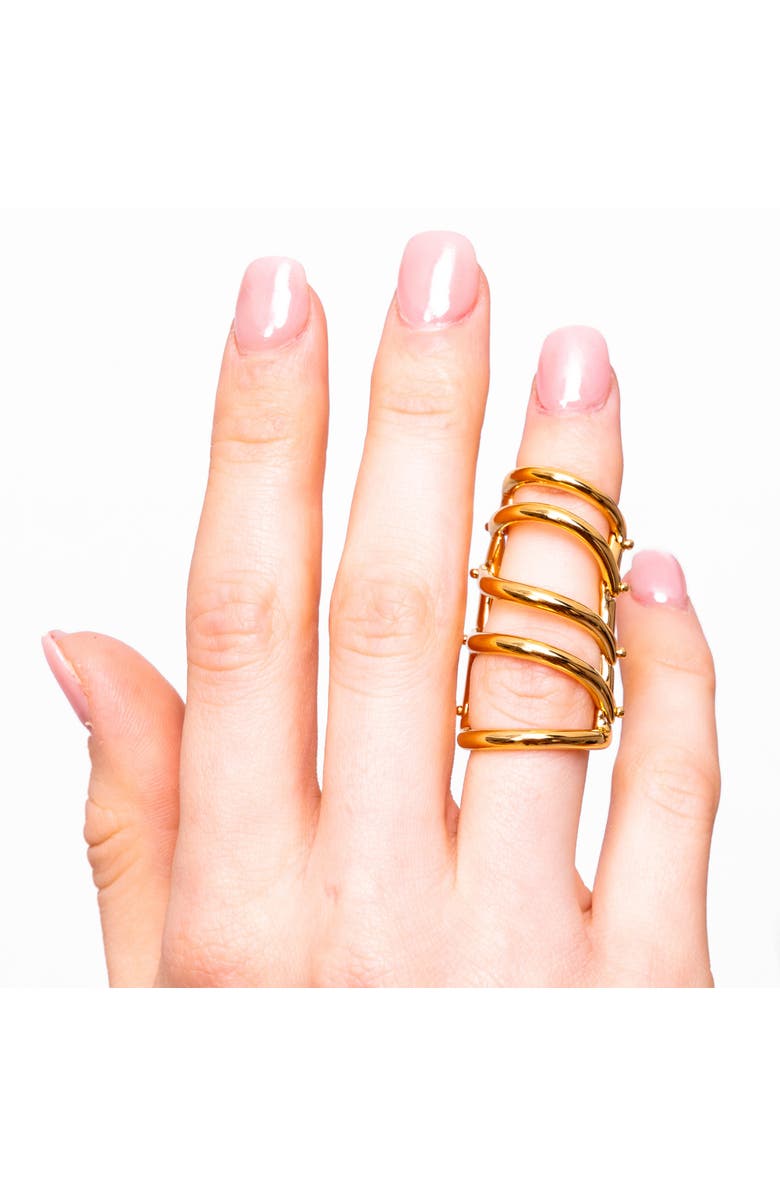 Lucy Quartermaine Drop Armour Ring With Double Hinge, Alternate, color, Gold