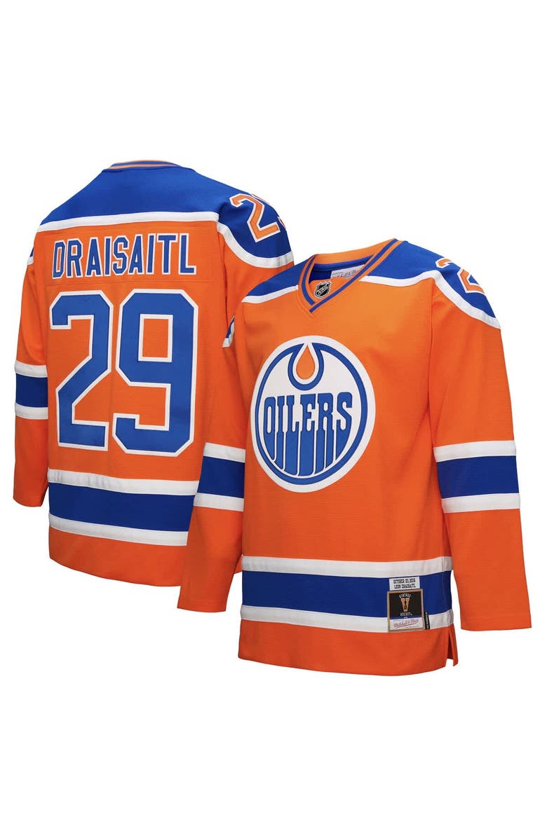 Mitchell & Ness Men's Mitchell & Ness Leon Draisaitl Orange Edmonton Oilers Power Play Jersey, Main, color, Orange
