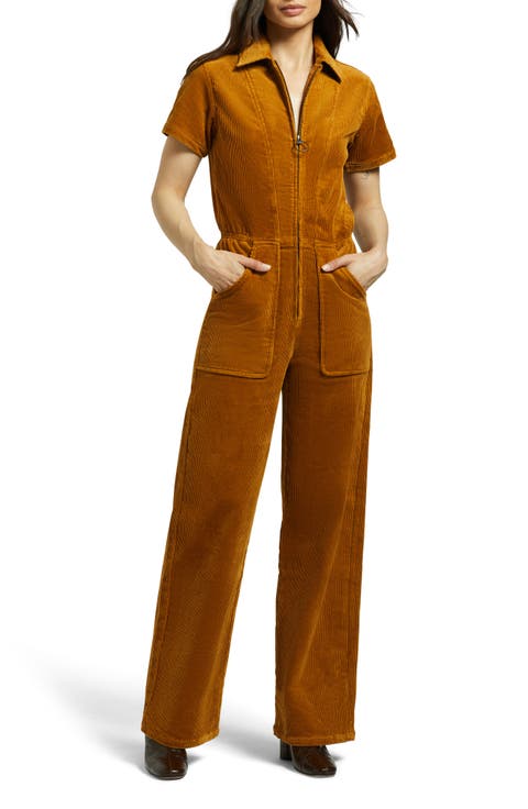 Stretch Cotton Corduroy Utility Jumpsuit