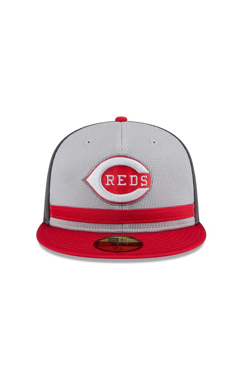 New Era Men's New Era  Gray/Red Cincinnati Reds 2025 Batting Practice 59FIFTY Fitted Hat, Alternate, color, 