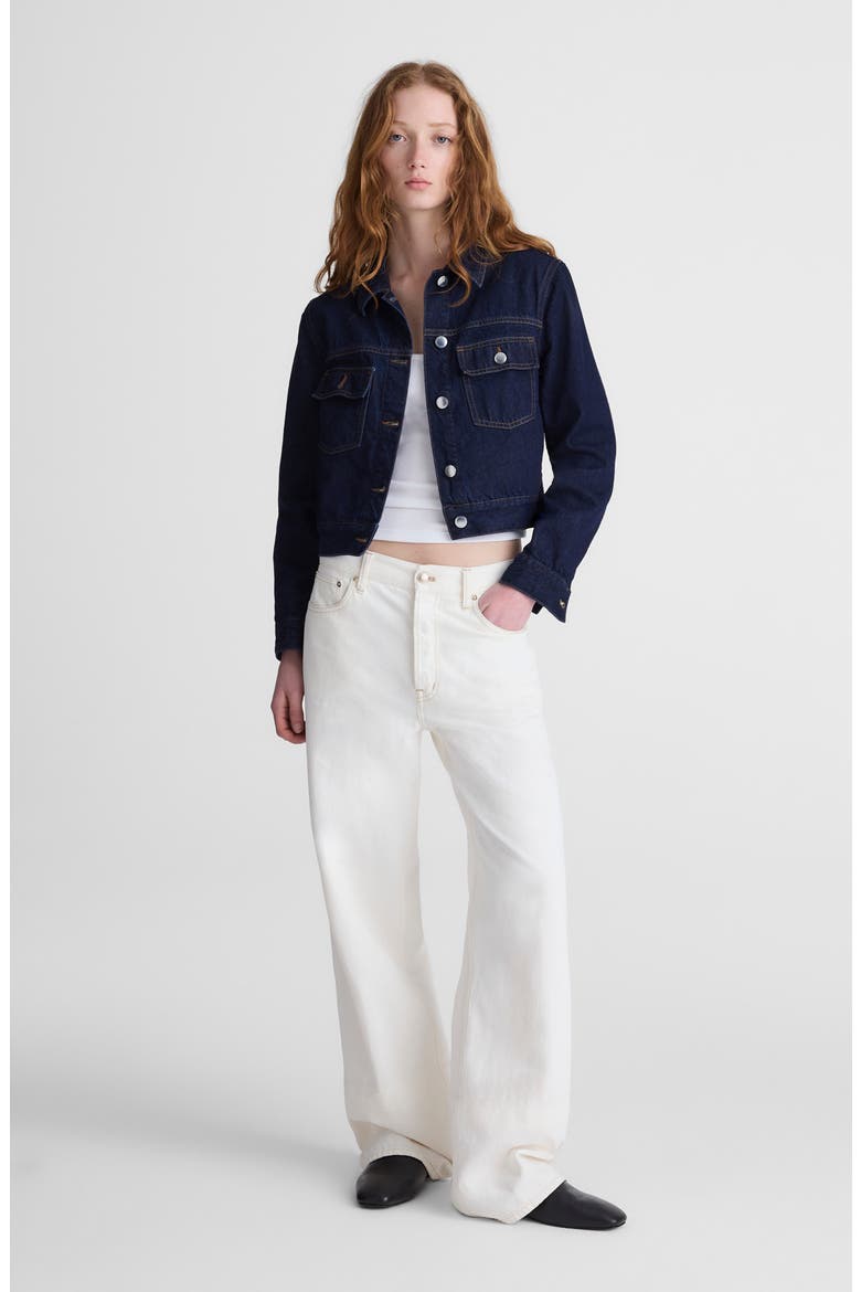 Boxy Denim Trucker Jacket, Alternate, color, RINSE WASH