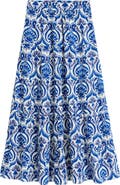 Boden Nadia Print Tiered Cotton Maxi Skirt