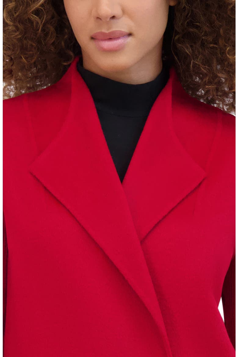 Knit Sleeve Wool Blend Coat, Alternate, color, RED