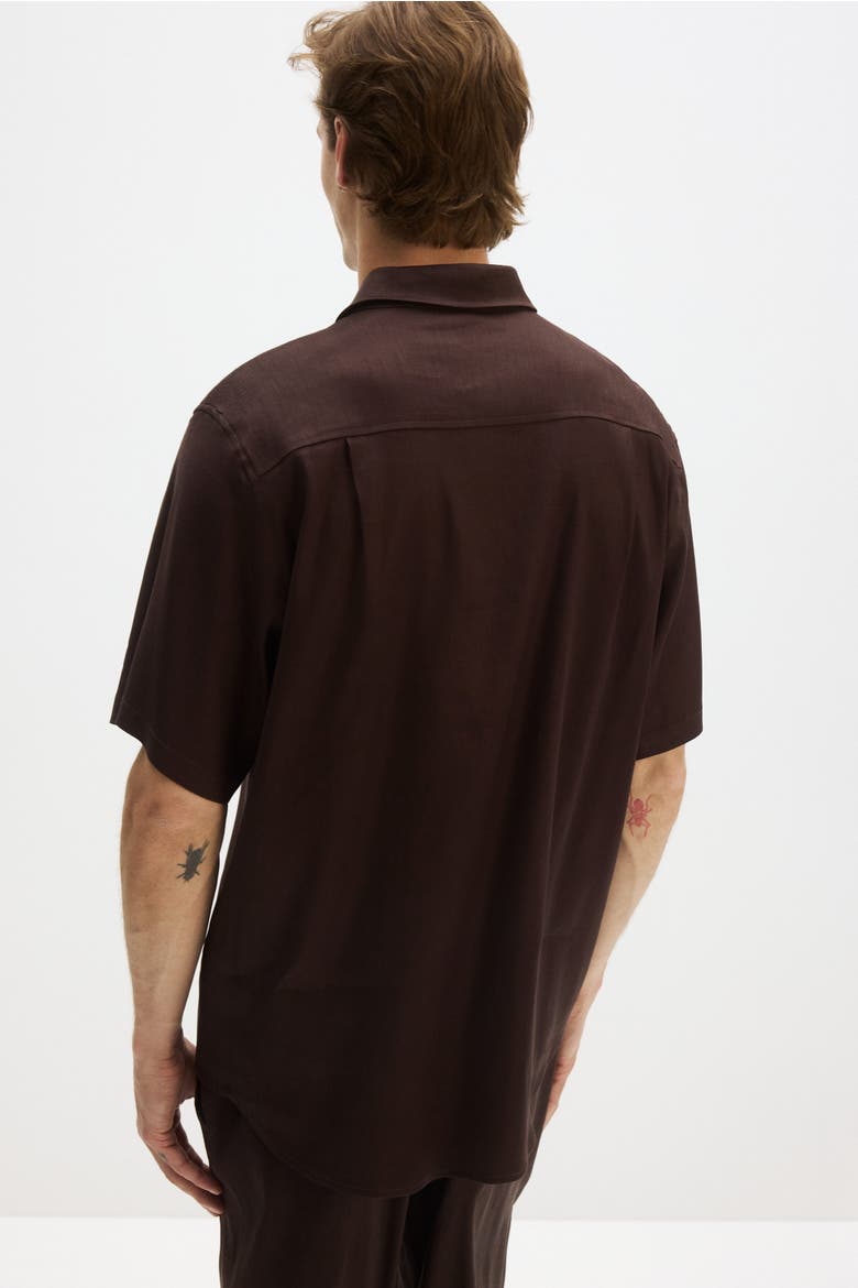 Easy Care Regular Fit Linen-blend Shirt, Alternate, color, Dark brown