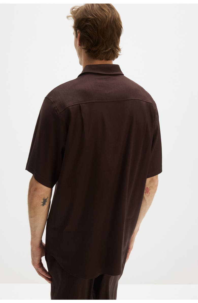 H&M Easy Care Regular Fit Linen-blend Shirt, Alternate, color, Dark Brown