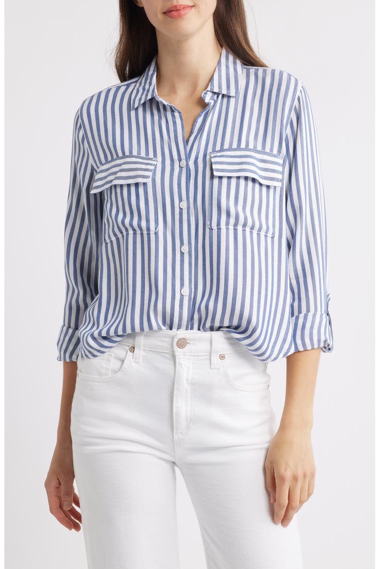 Fallon High-Low Button-Up Shirt, Main, color, STARRY NIGHT
