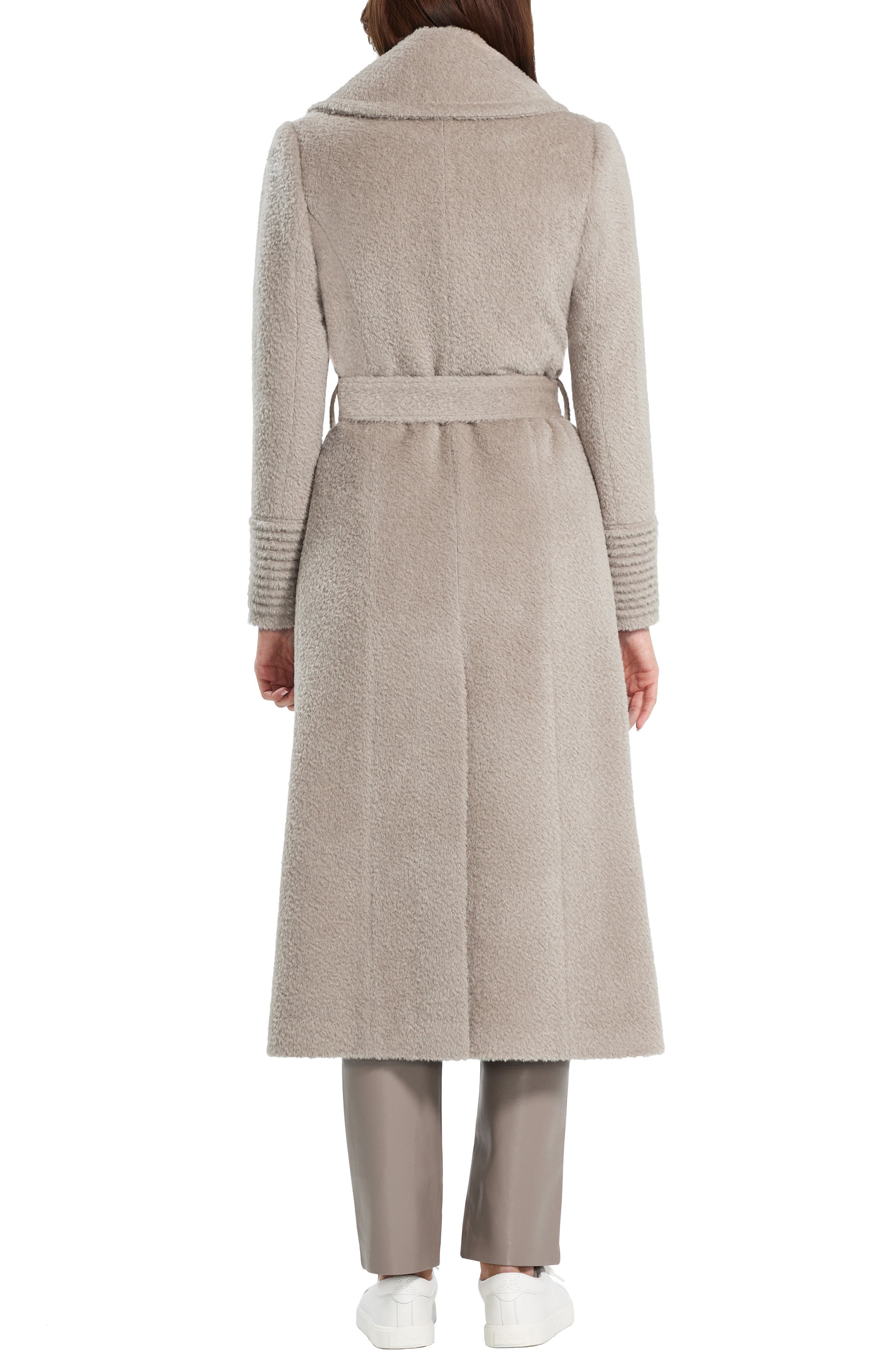 Boucle Notch Collar Alpaca & Wool Blend Wrap Coat - image 2