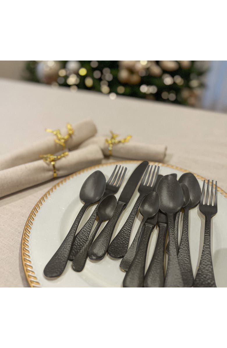 Mepra Epoque Flatware Set - 20 Pieces, Alternate, color, Pewter Black Gold