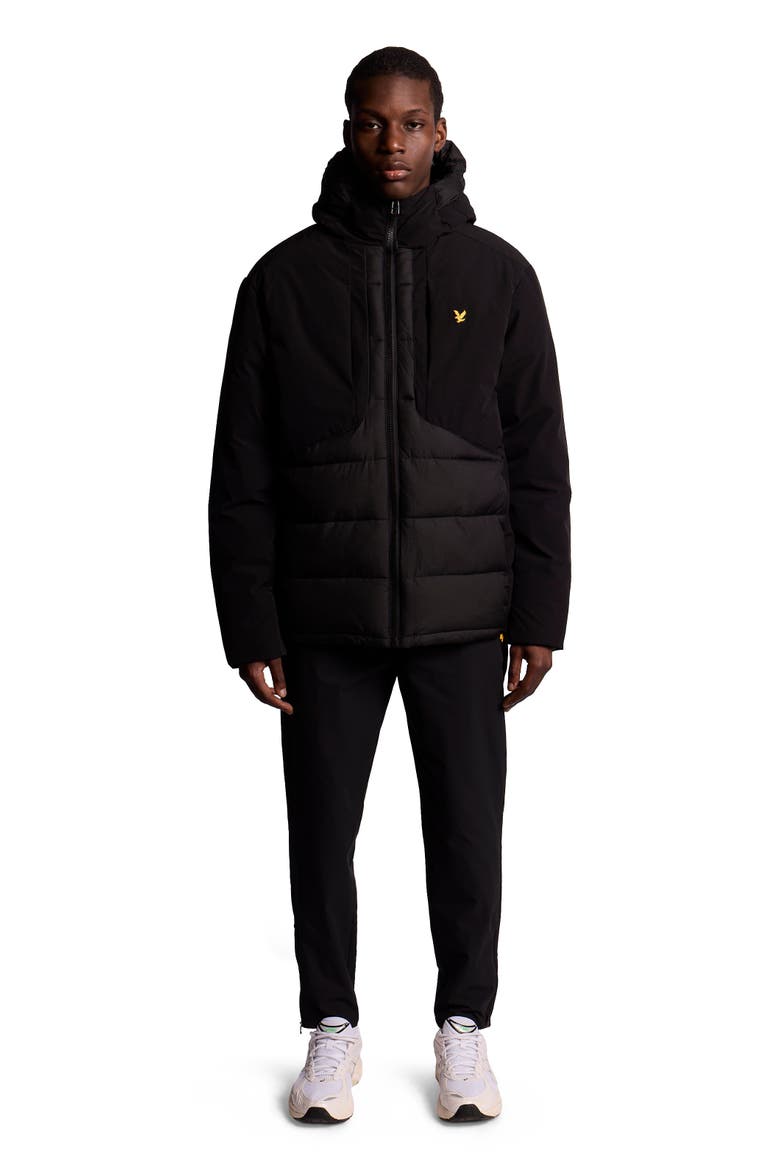 Wadded Hybrid Hooded Jacket, Main, color, Jet Black