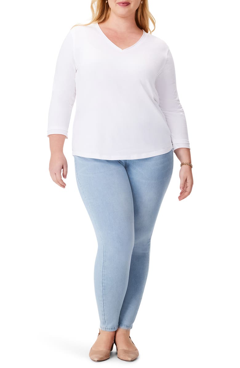 NZT by NIC+ZOE Rolled Detail Three Quarter Sleeve Top, Alternate, color, Paper White