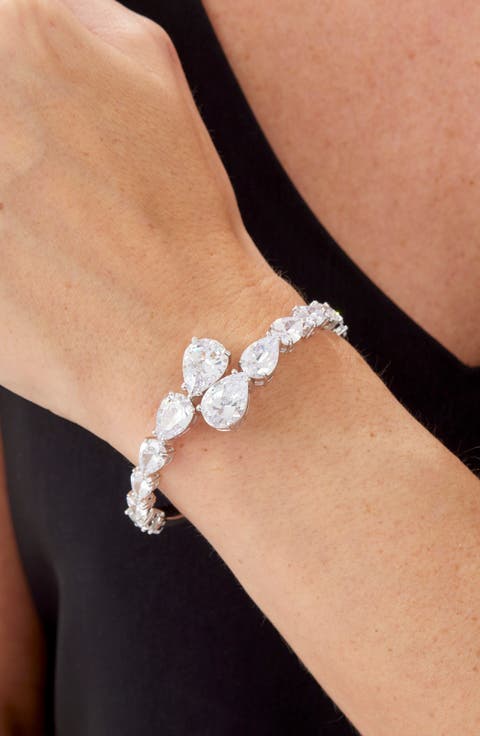 Pear Cubic Zirconia Bypass Bangle