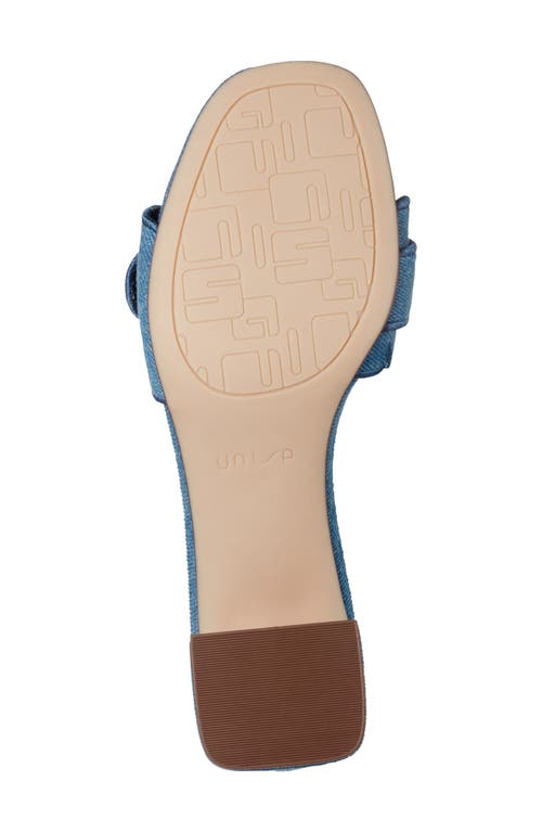 UNISA UNISA VINLEY DENIM BUCKLE SCALLOPED SLIDE SANDAL