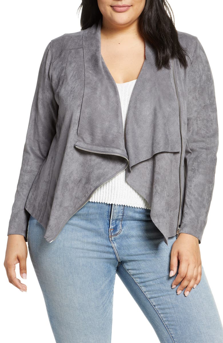 BLANKNYC Faux Suede Drape Front Jacket, Main, color, 