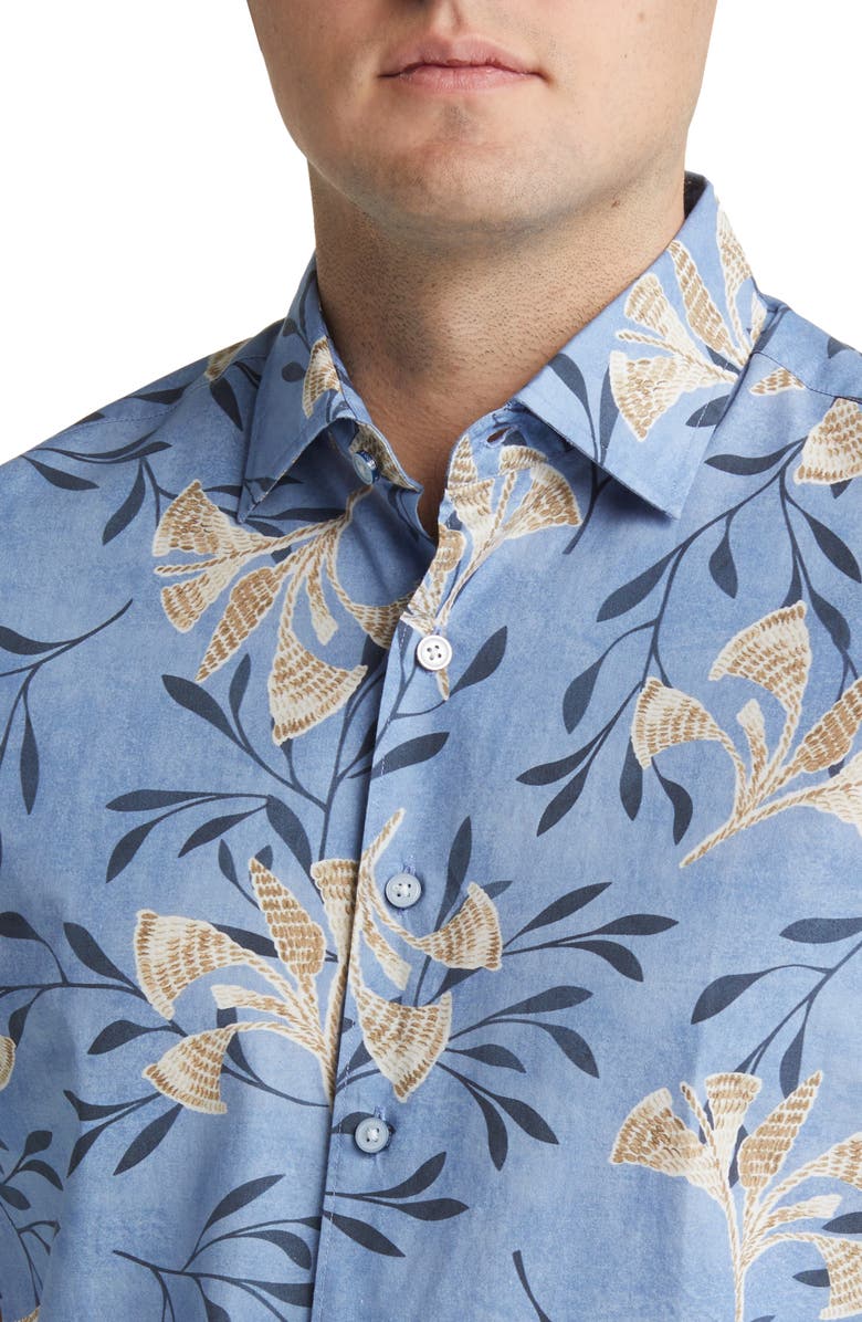 Rodd & Gunn Allen Bell Floral Short Sleeve Button-Up Shirt, Alternate, color, Denim