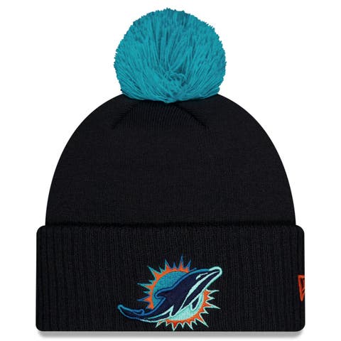 Men's New Era  Pitch Blue Miami Dolphins 2025 Rivalries Collection Sideline Cuffed Knit Hat with Pom
