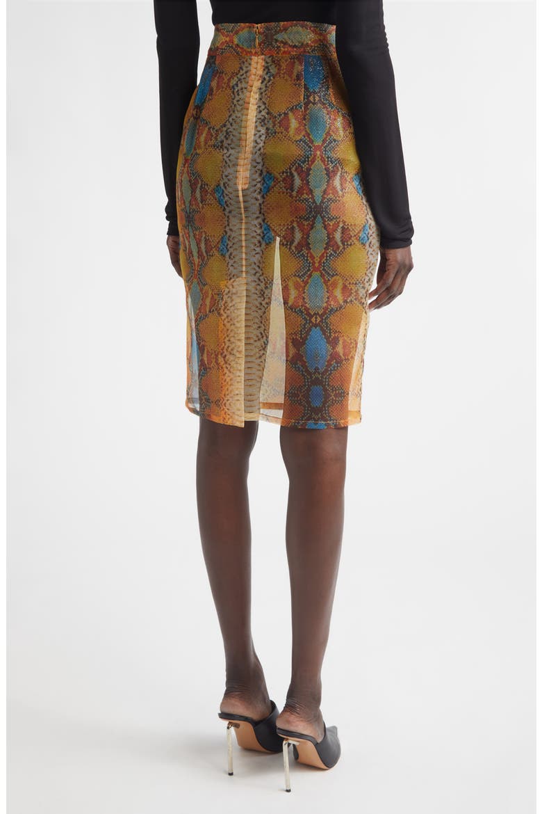 Shimmer Snakeskin Print Sheer Pencil Skirt, Alternate, color, SNAKE