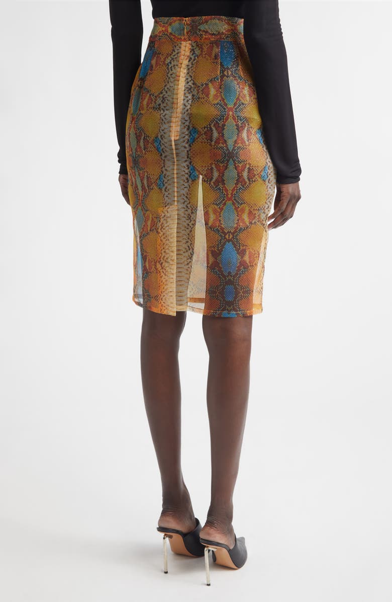 LaQuan Smith Shimmer Snakeskin Print Sheer Pencil Skirt, Alternate, color, Snake