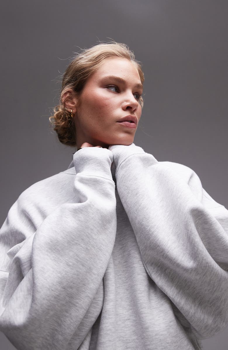 Topshop Oversize Mock Neck Sweatshirt, Alternate, color,