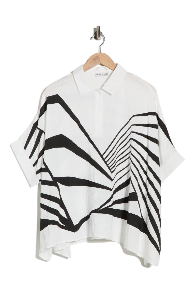 Geo Print Boxy Top, Alternate, color, WHITE