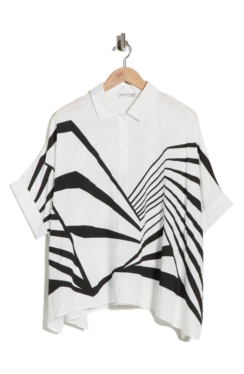 PATRIZIA LUCA Geo Print Boxy Top, Main, color, White