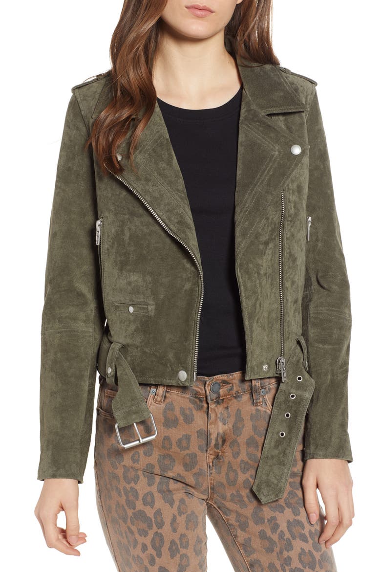 Suede Moto Jacket, Main, color, HERB