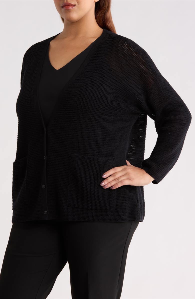 Eileen Fisher V-Neck Cardigan, Alternate, color, Black