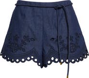 Zimmermann Mahon Broderie Anglaise Denim Shorts