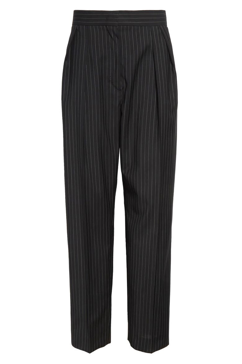 Sesamo Pinstripe Wool Straight Leg Pants, Alternate, color, BLACK/ WHITE