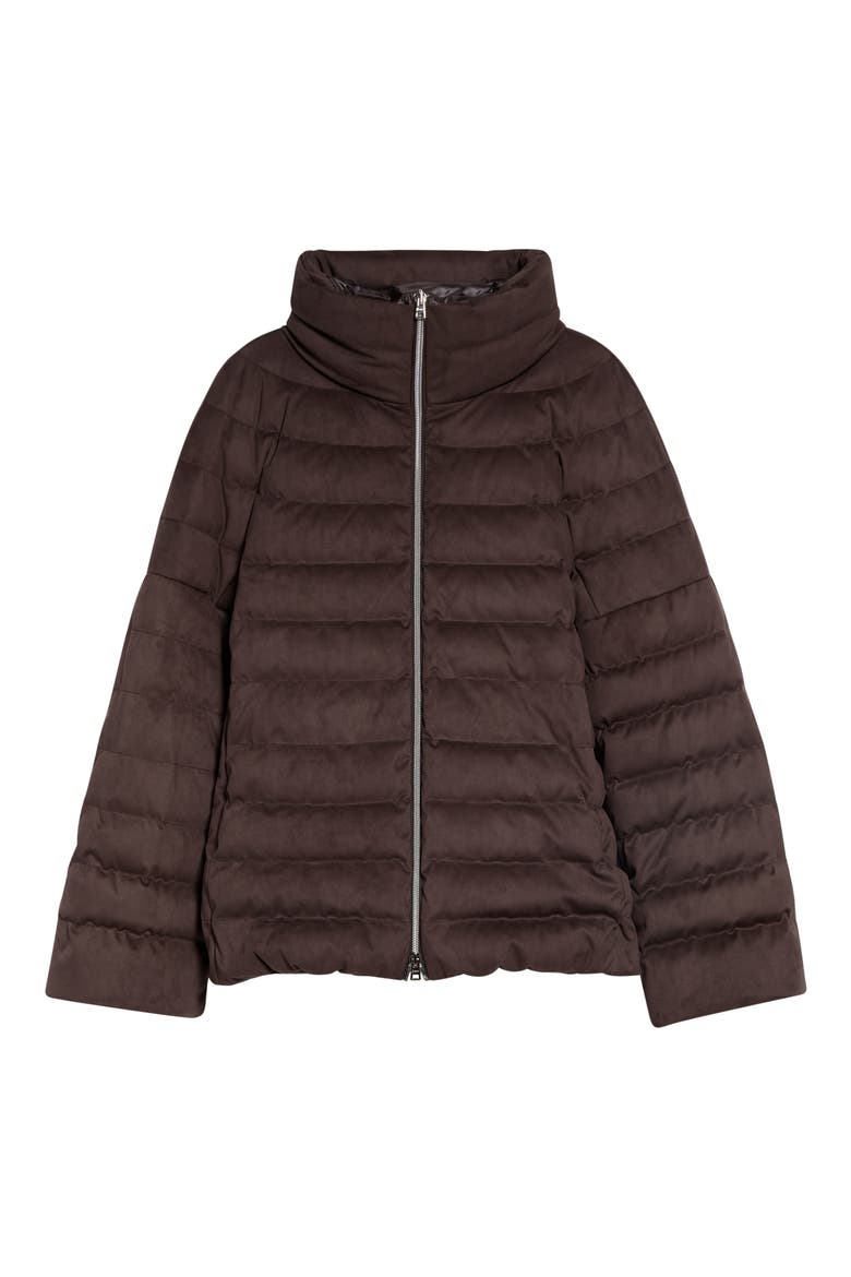 Faux Suede Quilted Down Puffer Jacket, Alternate, color, 8993 MARRONE SCURO
