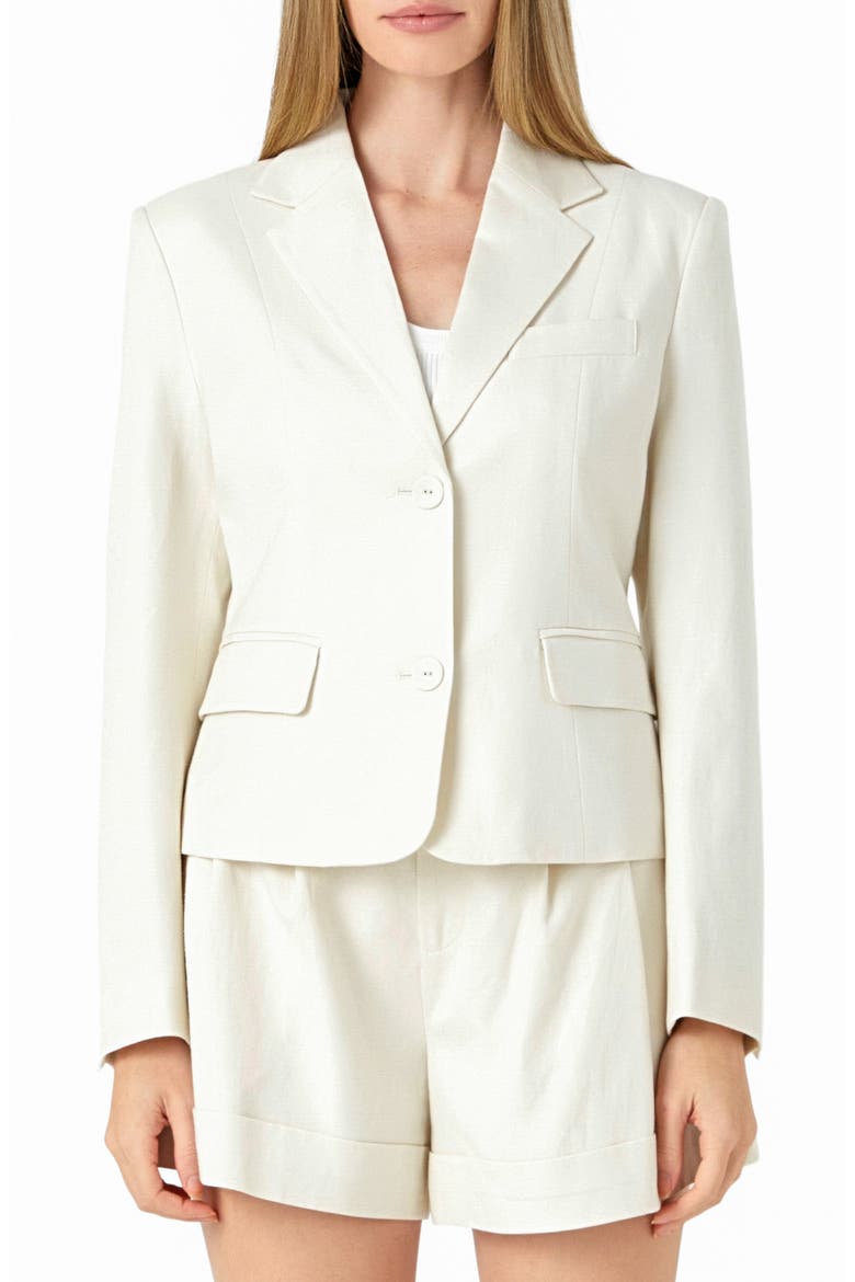 Tailored Linen Blend Blazer, Main, color, BEIGE