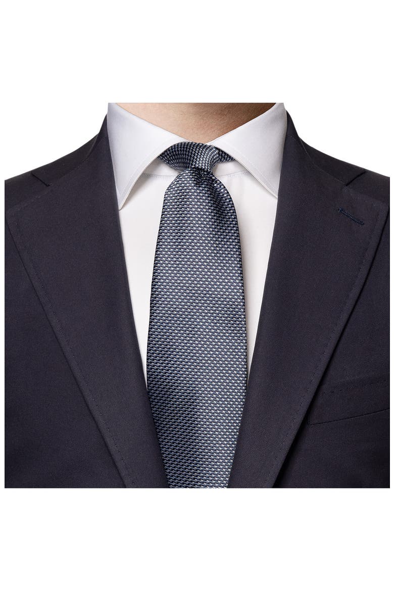 Geometric Silk Jacquard Tie, Alternate, color, NAVY BLUE