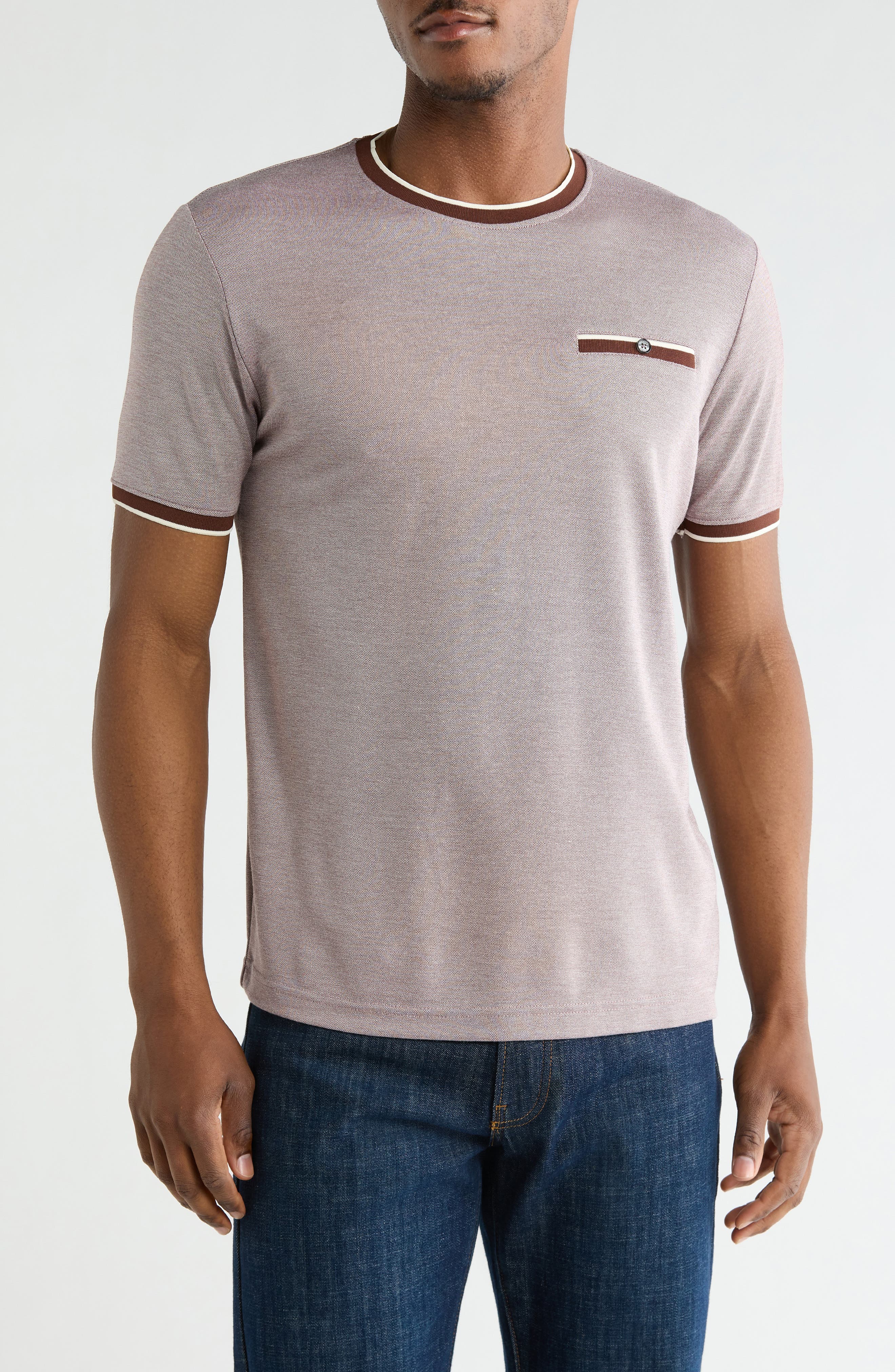 DENIM AND FLOWER Tipped Crewneck T-Shirt