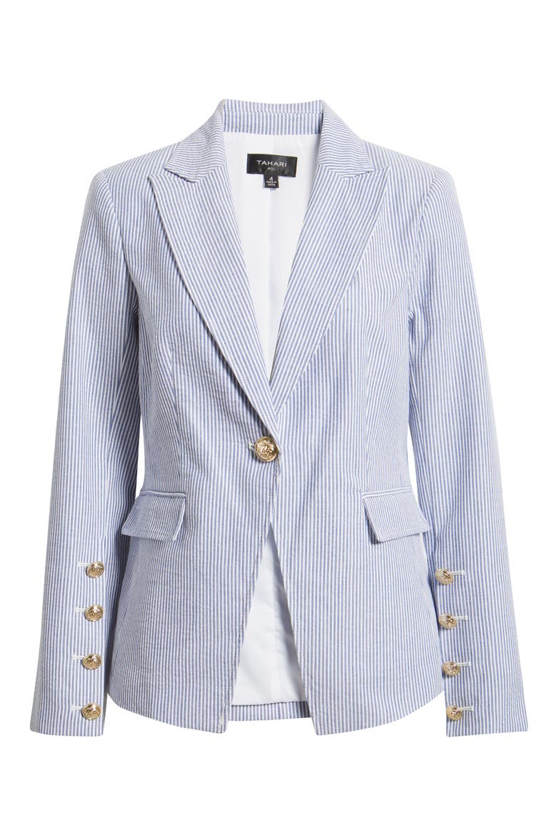 Seersucker Blazer, Alternate, color, NAVY IVORY
