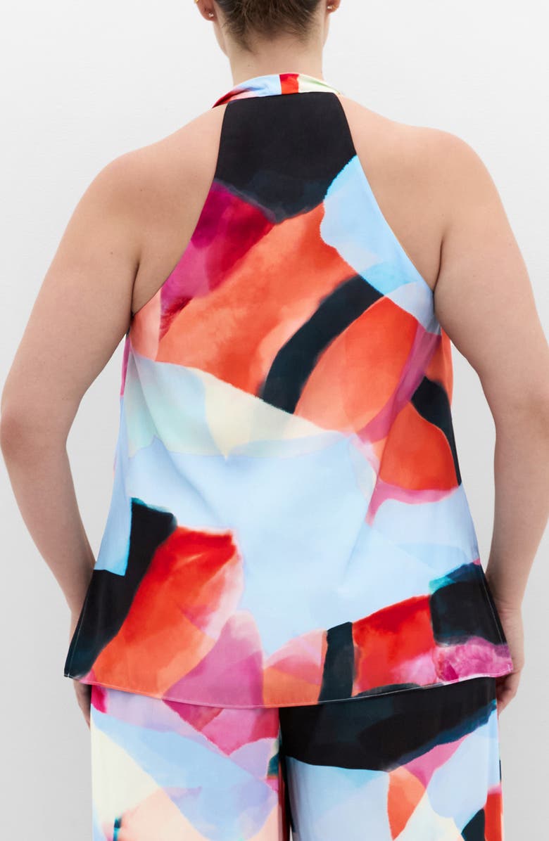 City Chic Chloe Abstract Print Cowl Neck Sleeveless Top, Alternate, color, Aspect