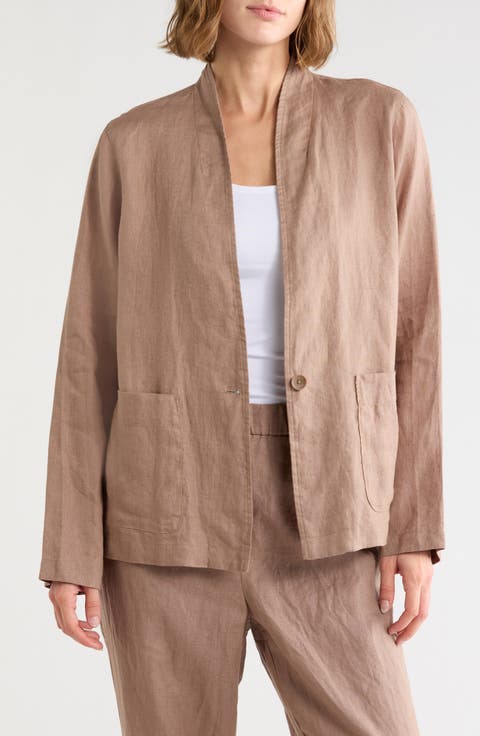 High Collar Organic Linen Jacket