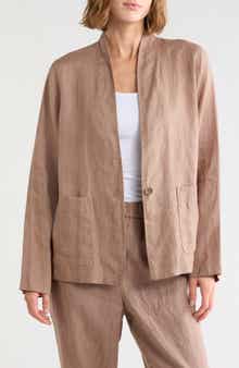 High Collar Organic Linen Jacket
