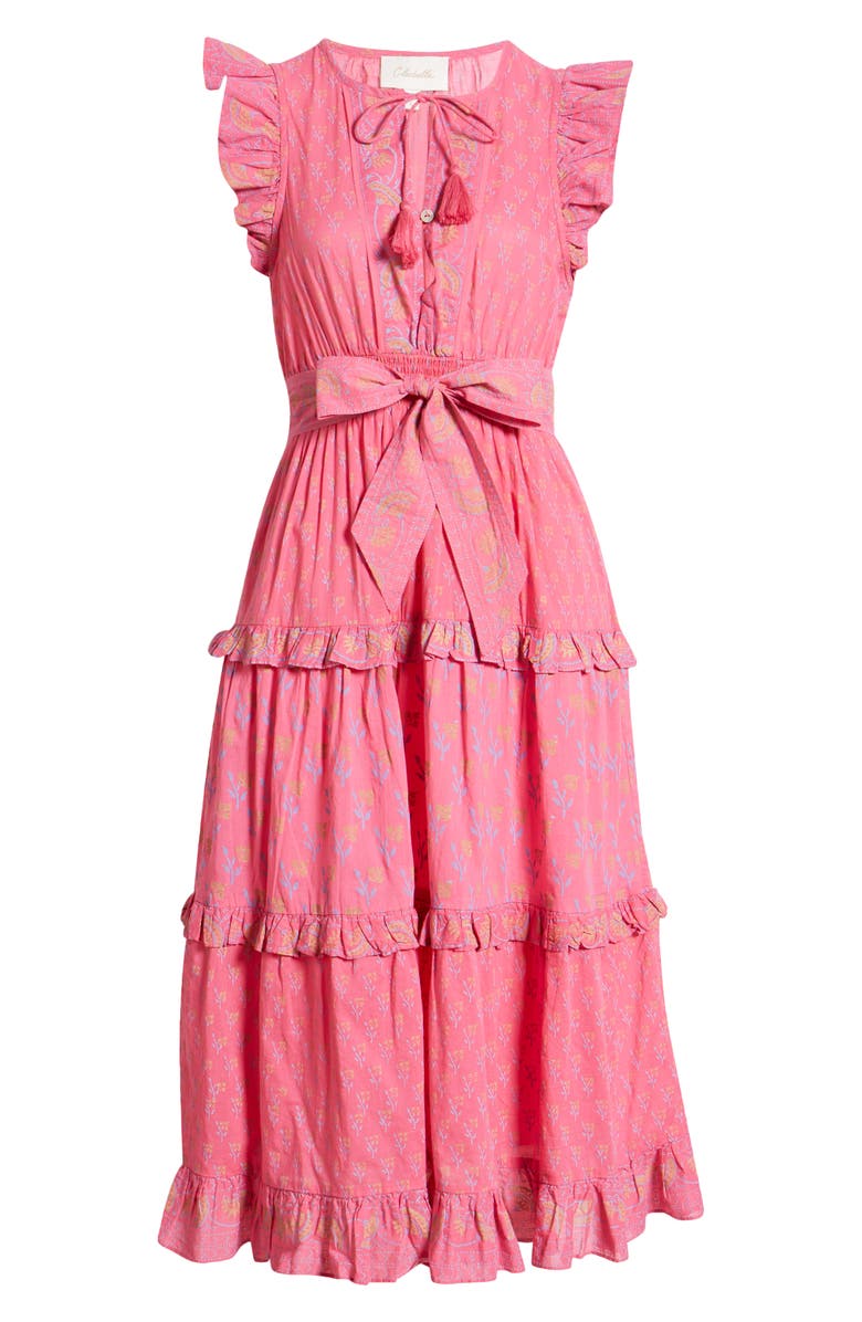 Cleobella Kenzie Floral Tiered Organic Cotton Midi Dress, Alternate, color, 