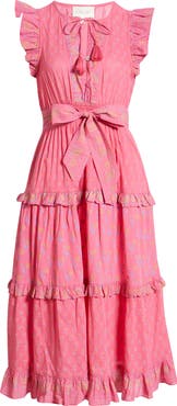 Cleobella Kenzie Floral Tiered Organic Cotton Midi Dress