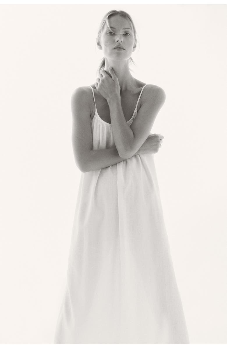 H&M Linen-blend Throw-on Dress, Alternate, color, Cream