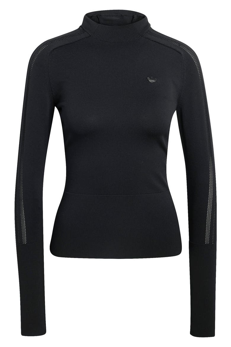 Hooded Logo Knit Sweater, Alternate, color, BLACK