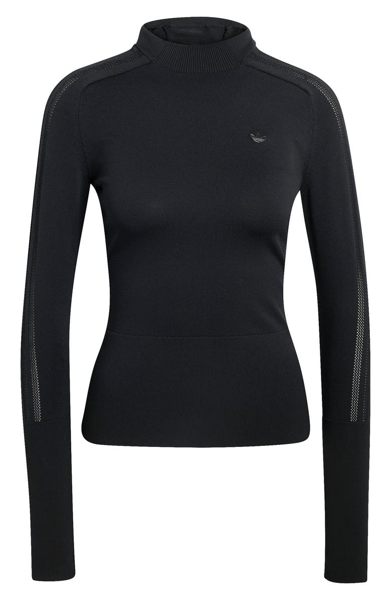 adidas Hooded Logo Knit Sweater, Alternate, color, Black