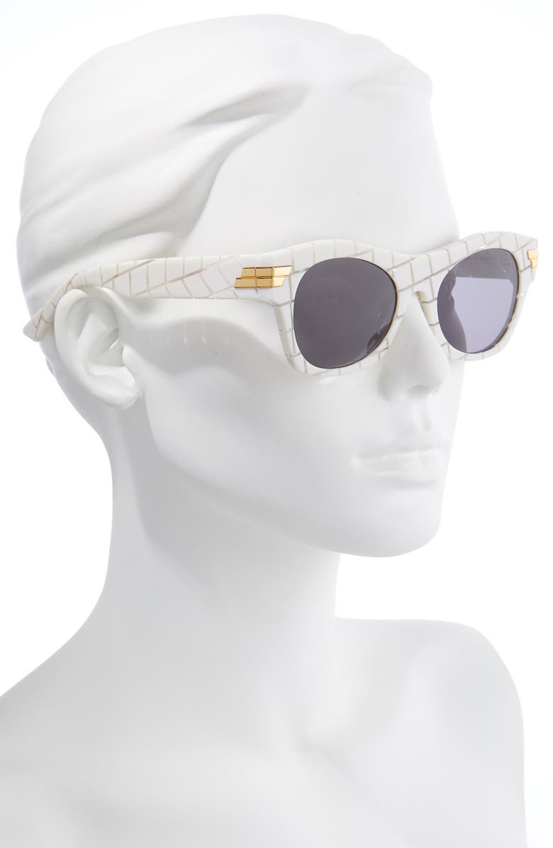 Bottega Veneta 54mm Square Sunglasses, Alternate, color, Ivory/ Grey