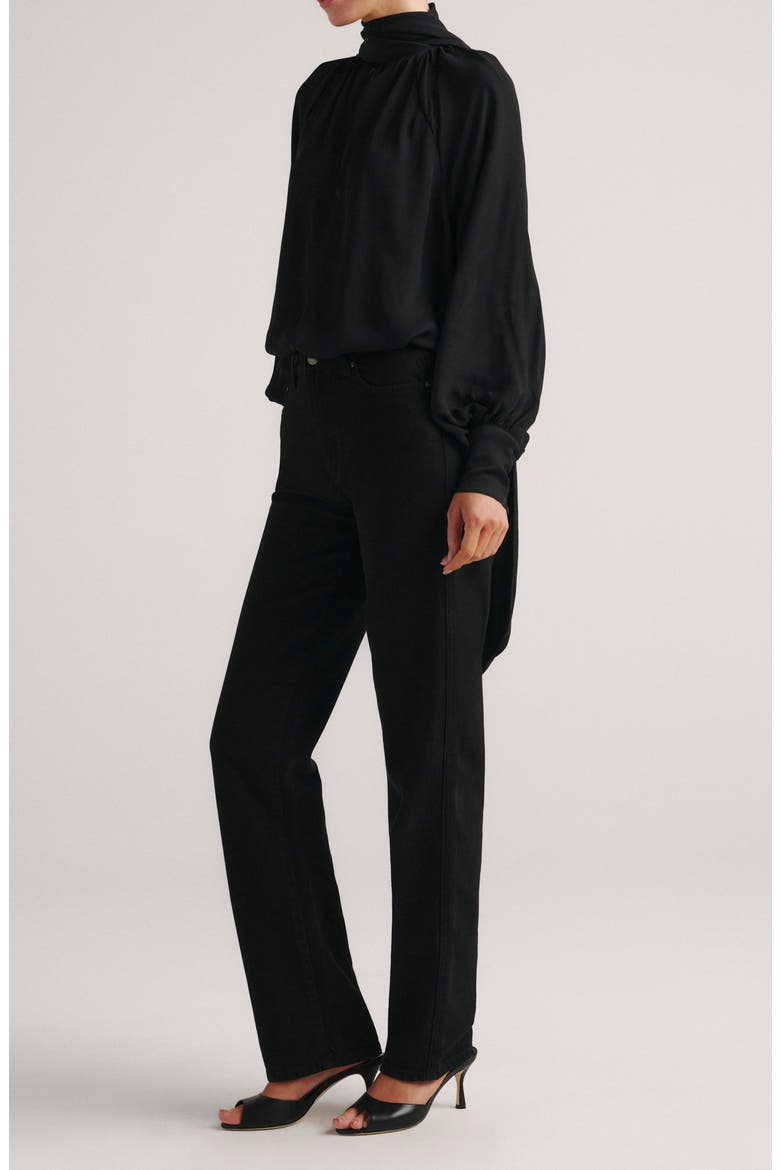 Cate High Waist Petite Slim Leg Jeans, Alternate, color, BLACK