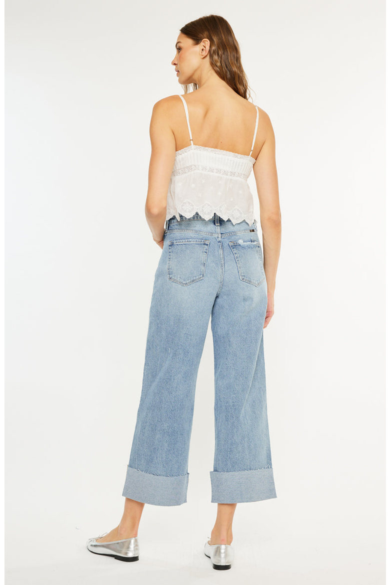 Alfie 90s High Rise Cropped Wide Leg Jeans, Alternate, color, Medium Wash