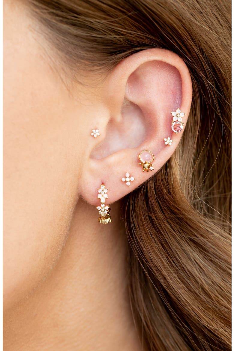 Pastel Star Huggie Hoop Earrings, Alternate, color, GOLD